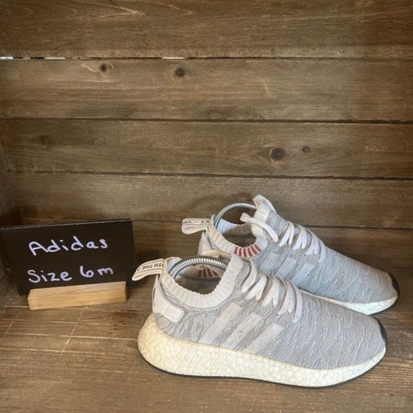 Womens Adidas NMD PK Primeknit R2 Gray Athletic Shoes Sneakers Size 7.5 M GUC - Picture 1 of 6